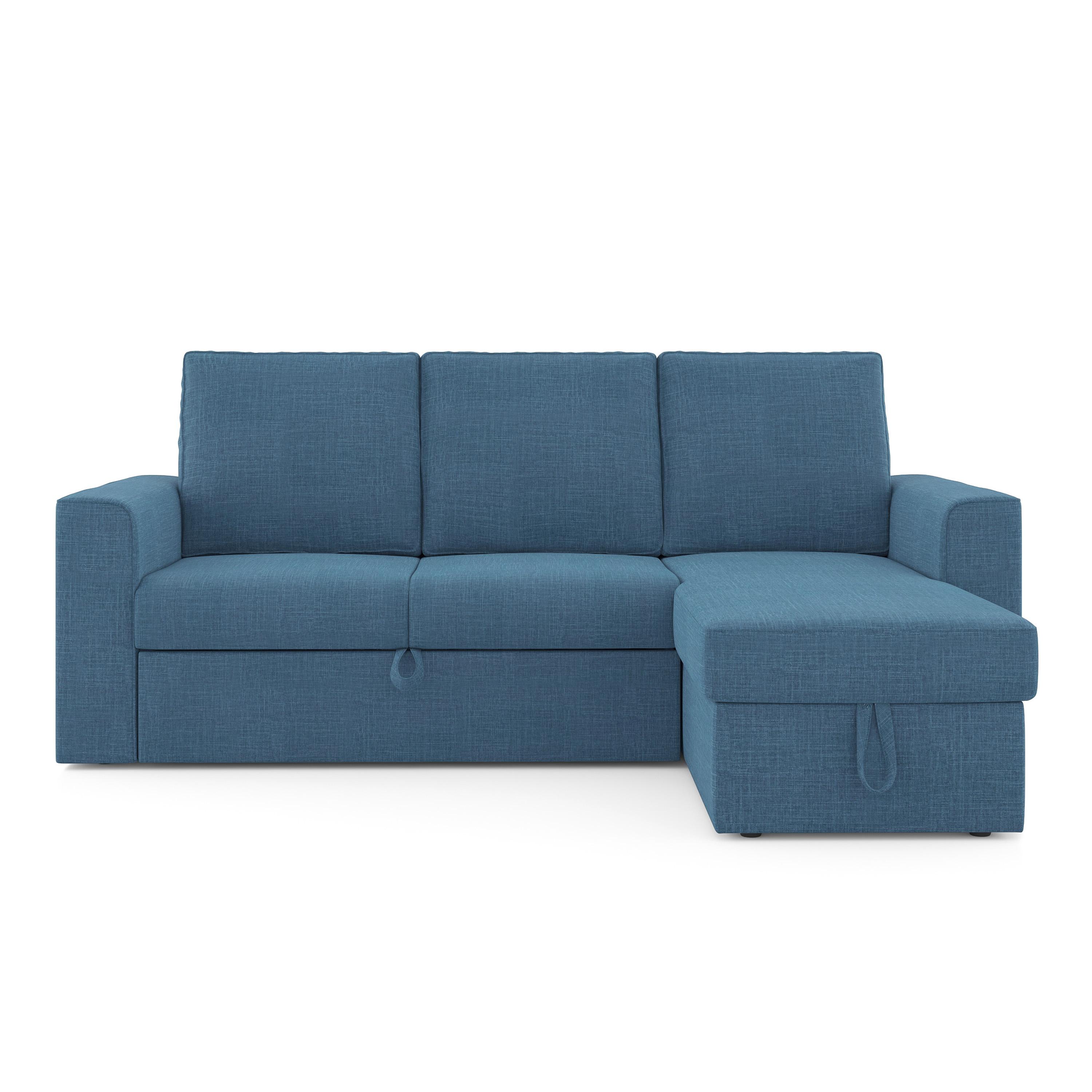 Kowloon Sectional Sofa Cum Bed with Storage Colour in Colonial Blue