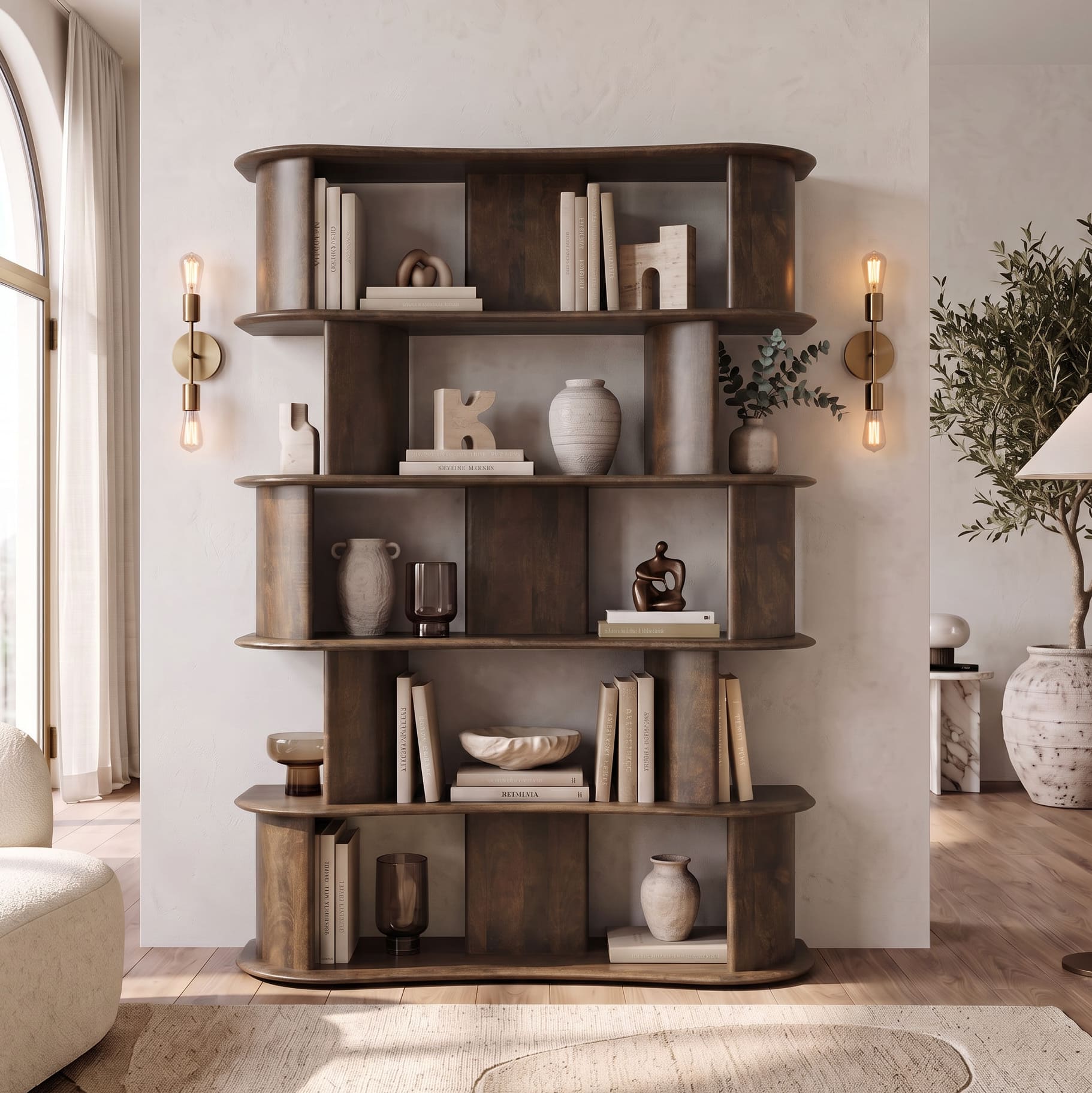 Imola Solid Wood Bookshelf In Danish Walnut Finish - Urban Ladder