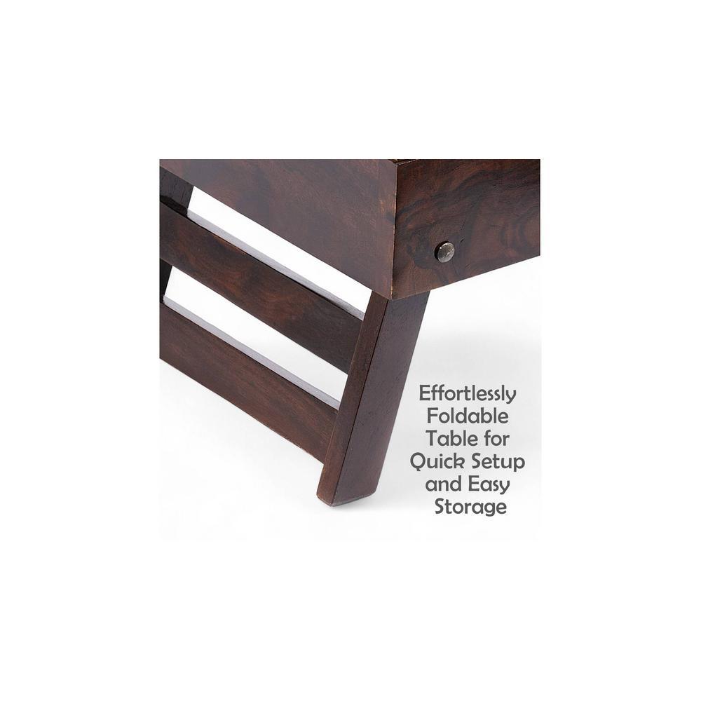 Ohio Sheesham Wood Laptop Table with 1 side Drawer in Walnut Finish