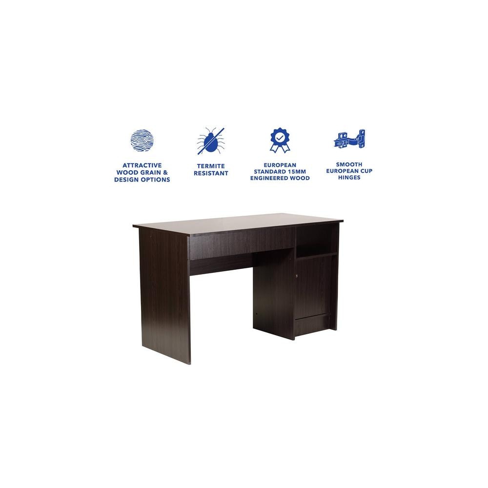 Hayao Engineered Wood Workstation with Cabinet in Wenge Finish