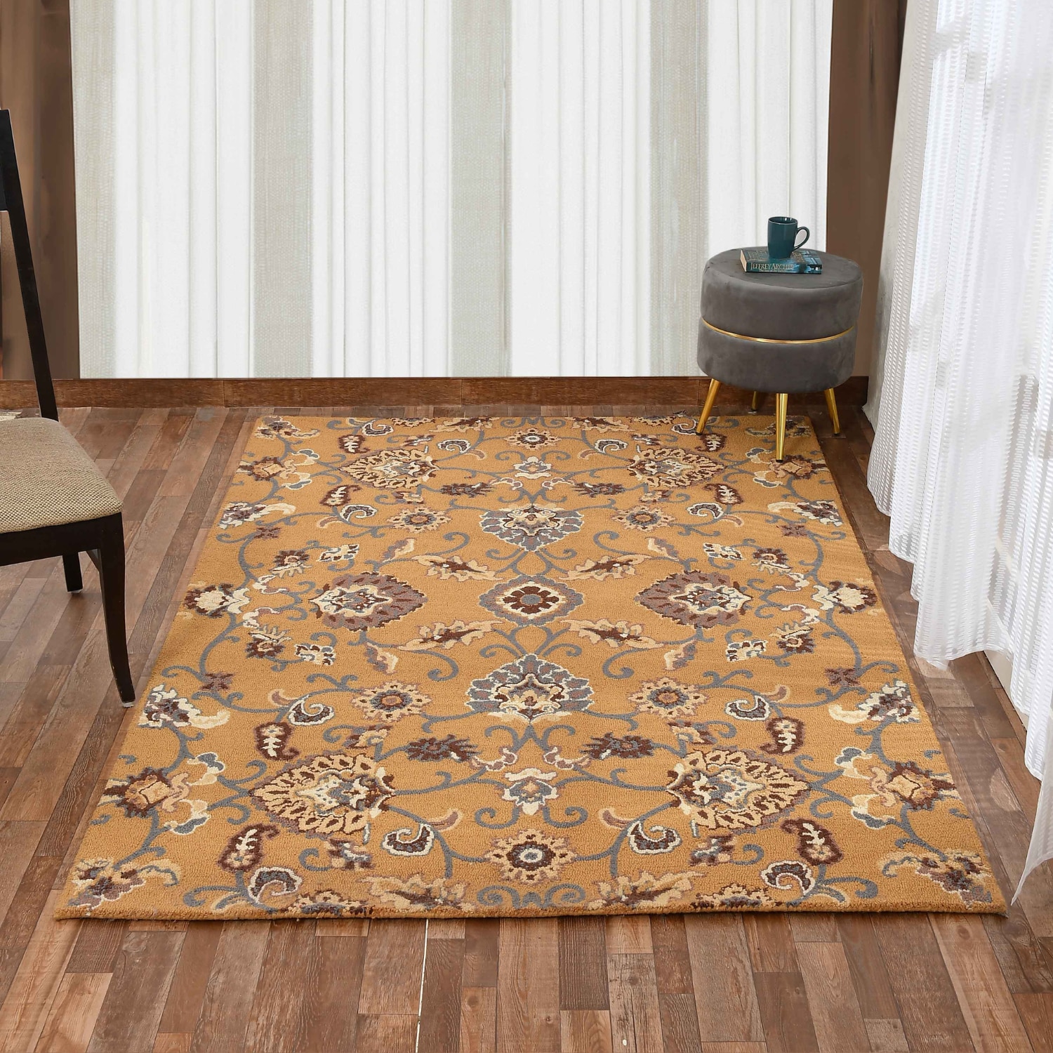 Presto Gold Traditional Hand Tufted Wool Carpet 4X6 Feet - Presto