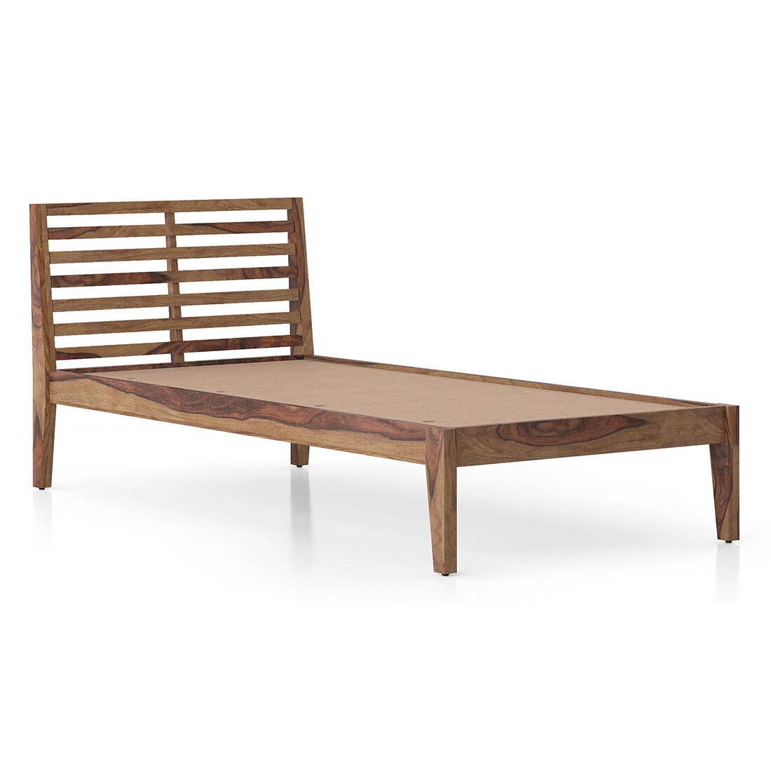 Elwyn Nonstorage Single Bed In Teak Finish