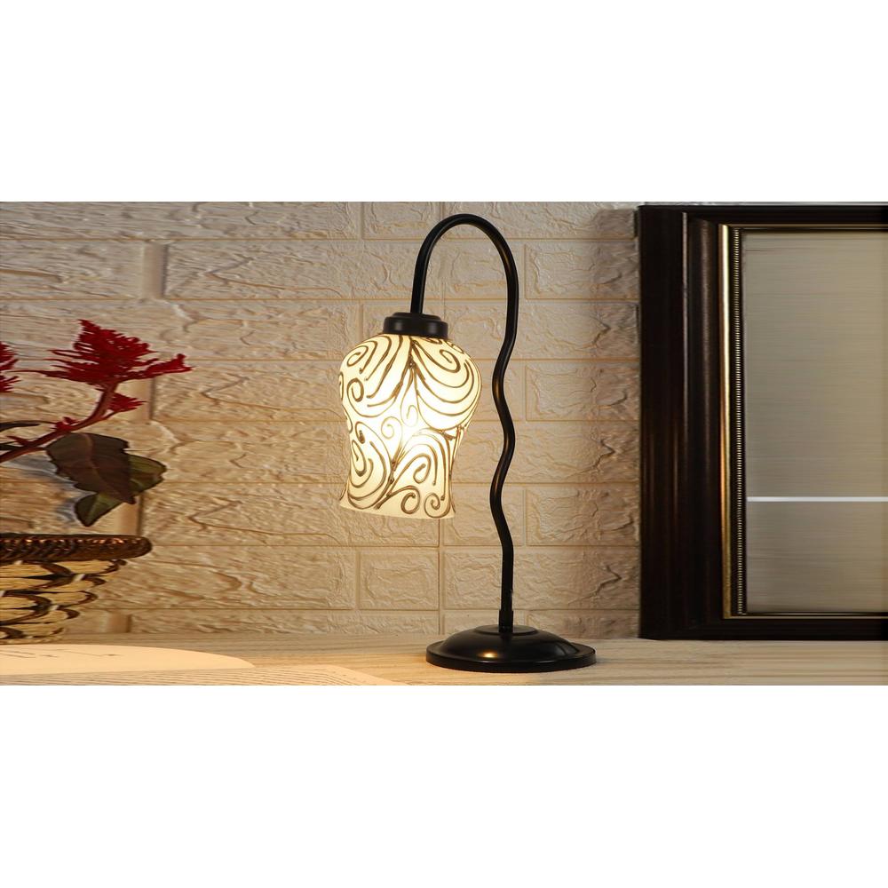 Multicolor Mosaic Glass Zig Zag Curvy Table lamp with Iron Base (EN10)