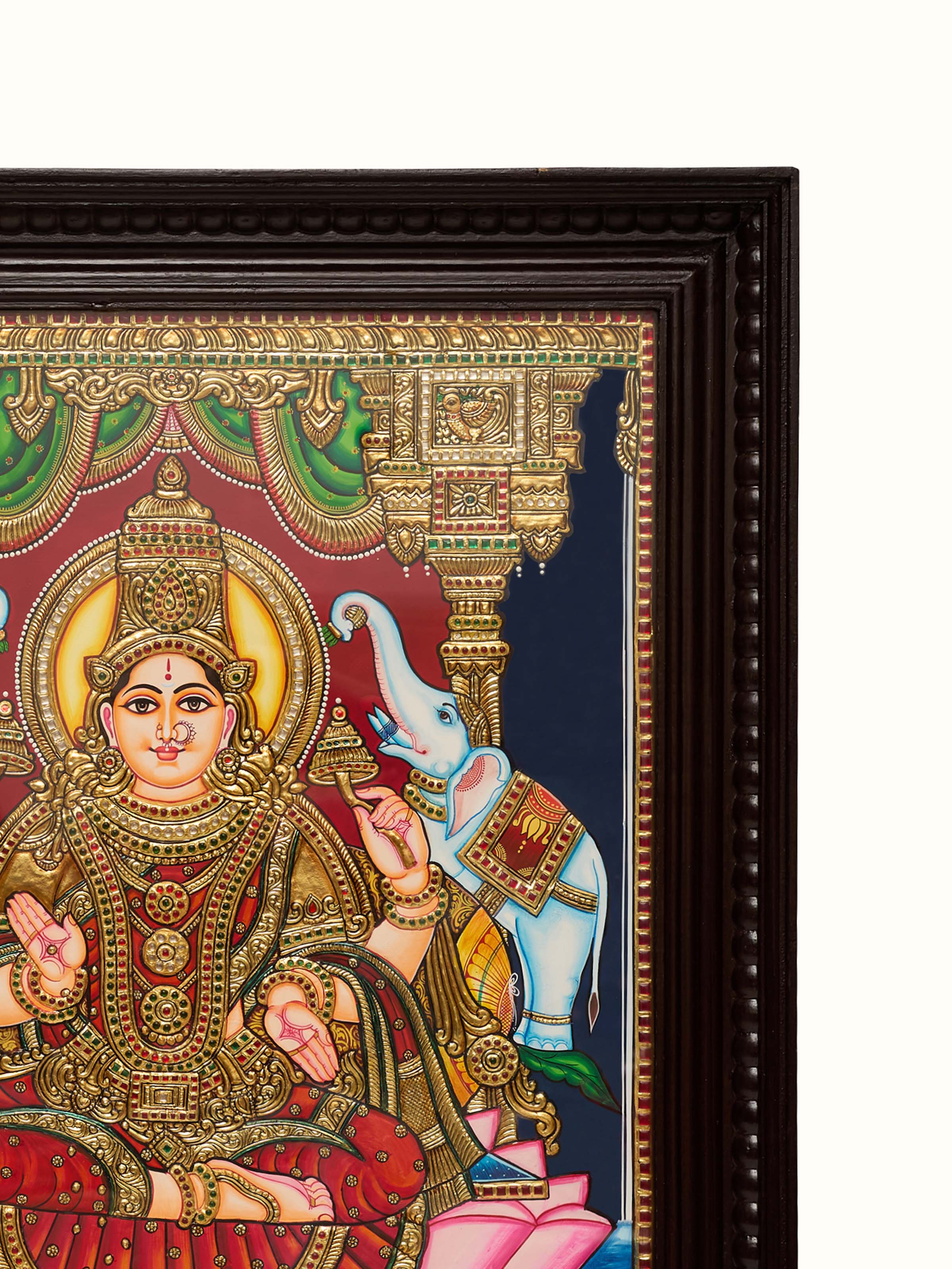 Lakshmi Thanjavur Teak Wood Painting