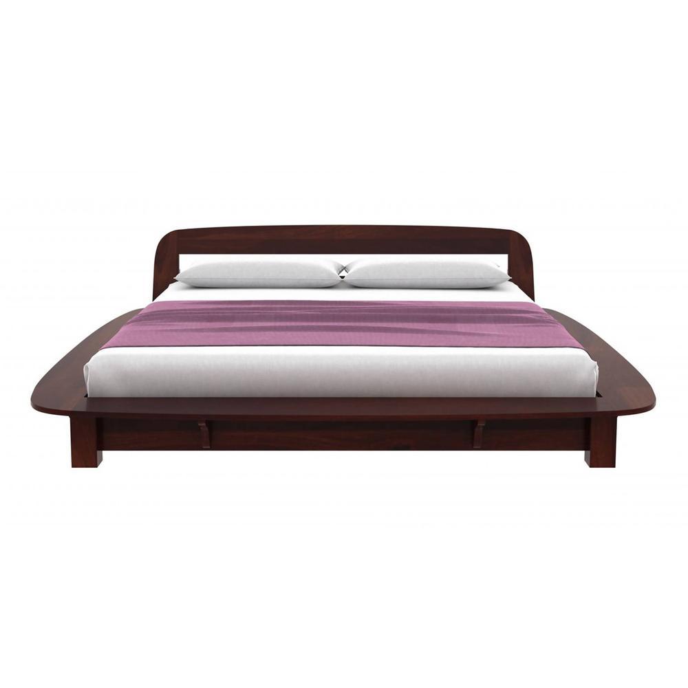 Bardot Solid Wood Queen Size Non Storage Bed In Walnut Finish