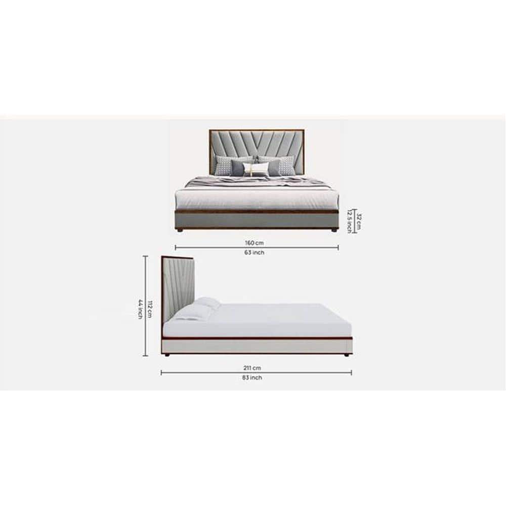 Vincent Engineered Wood Queen Size Non Storage Bed In Provincial Teak Finish
