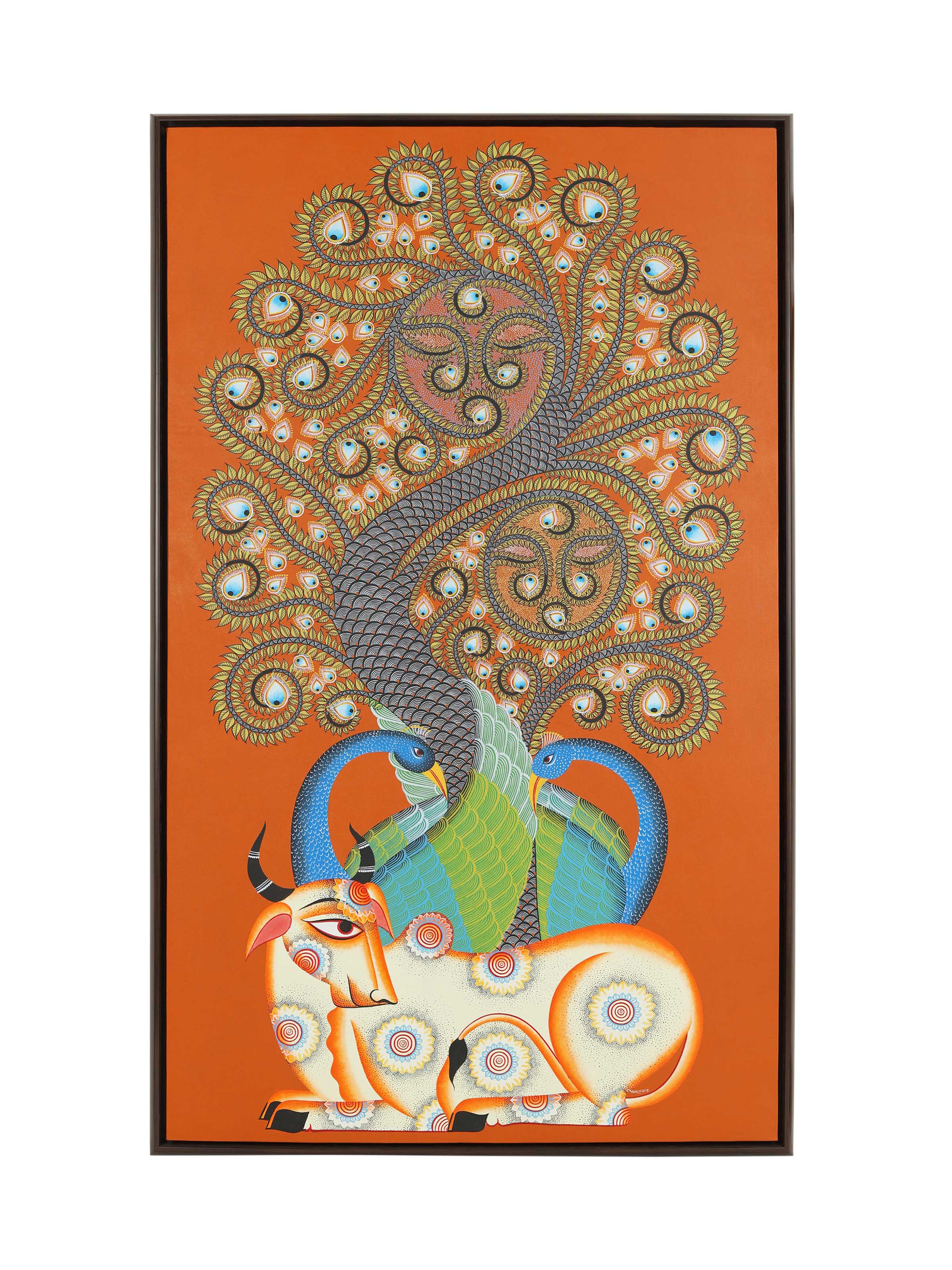 Main view of Tree Cow Kalighat Painting