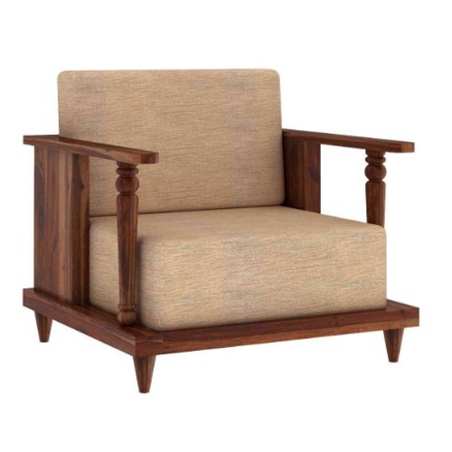 Weston Wooden One Seater Sofa in Grey Colour