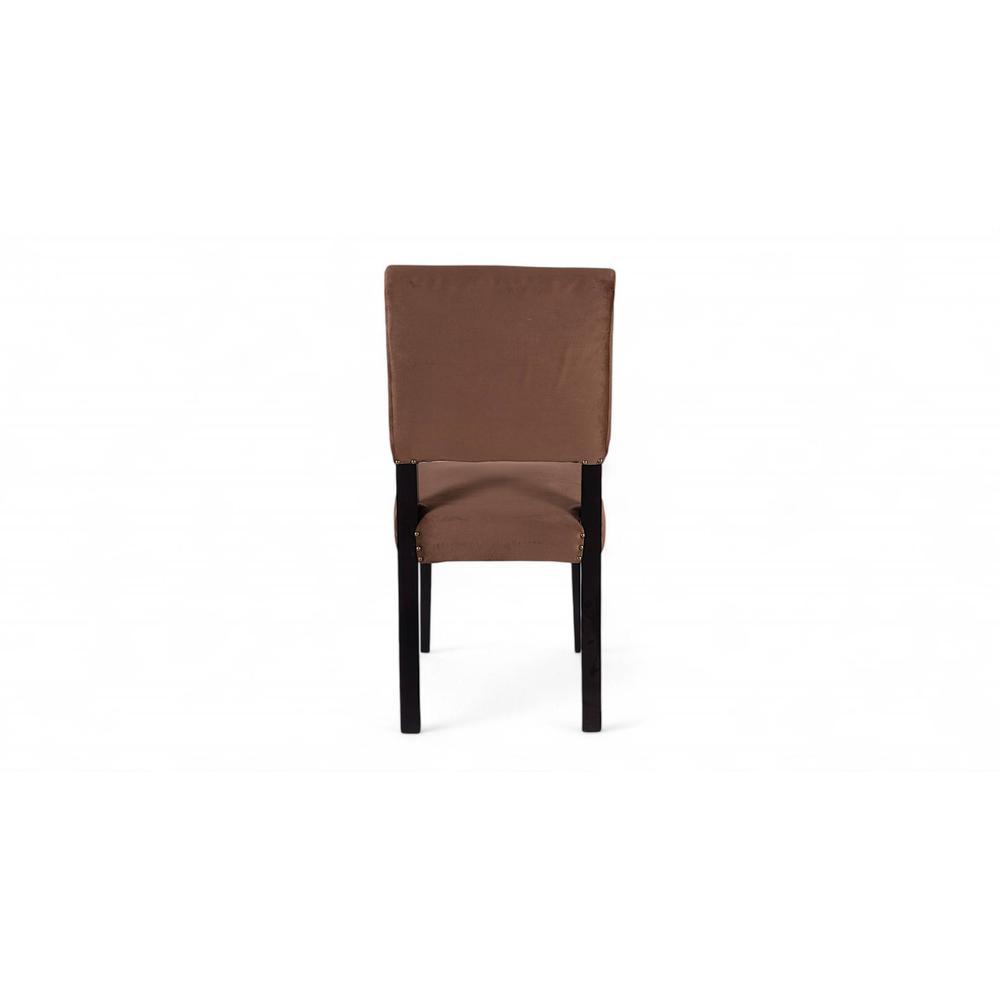 Newport wood Dining Chair in Taupe Brown Velvet Upholstery with MAHAGONY FINISH