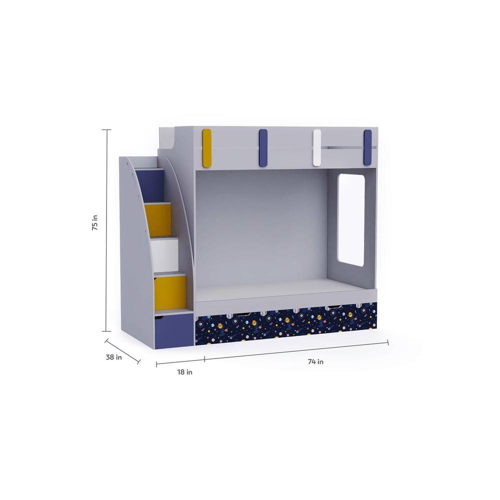 Pinwheels Bunk Bed with Storage in Oak Colour BKBB043
