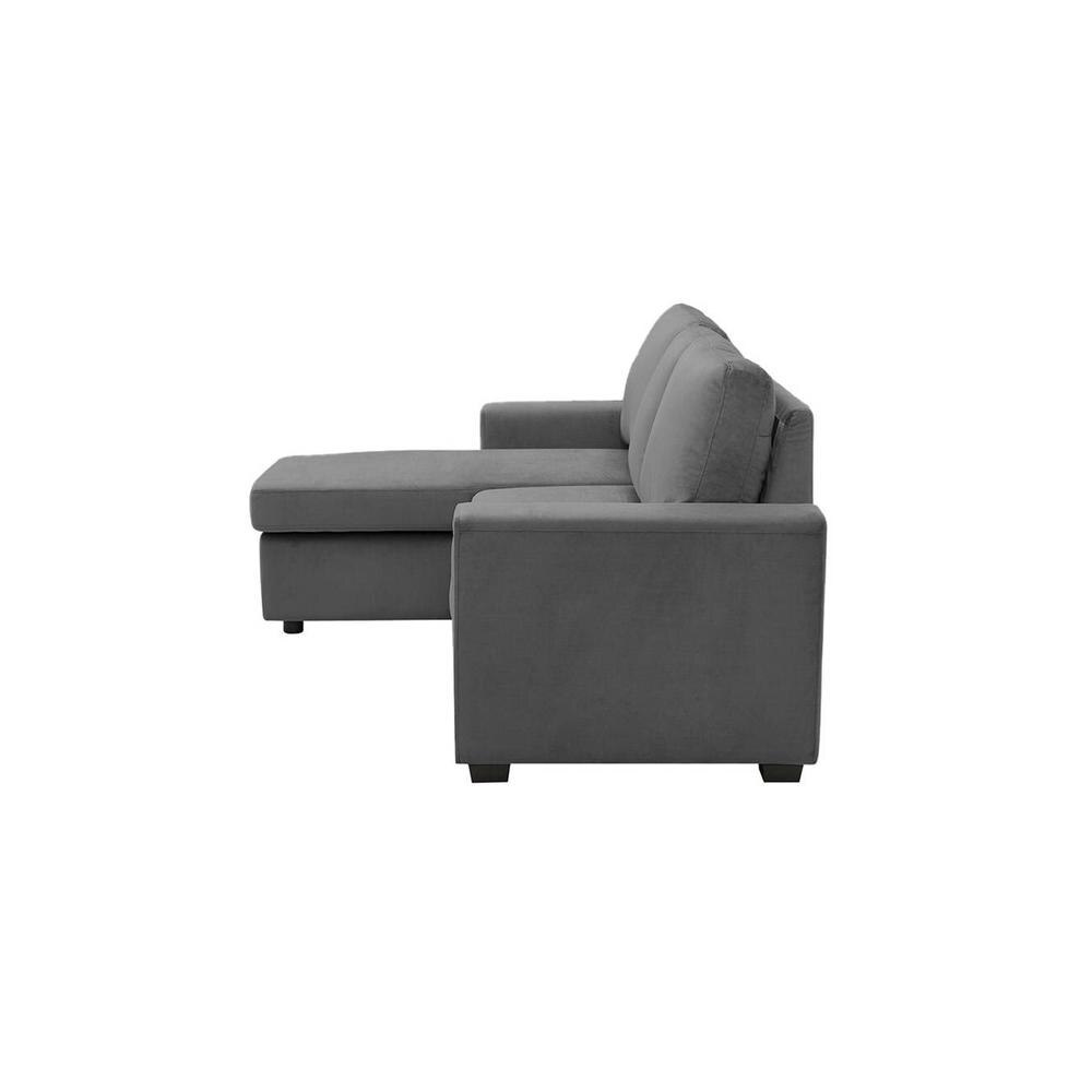 Liam Solid Wood Sofa cum Bed in Dark Grey