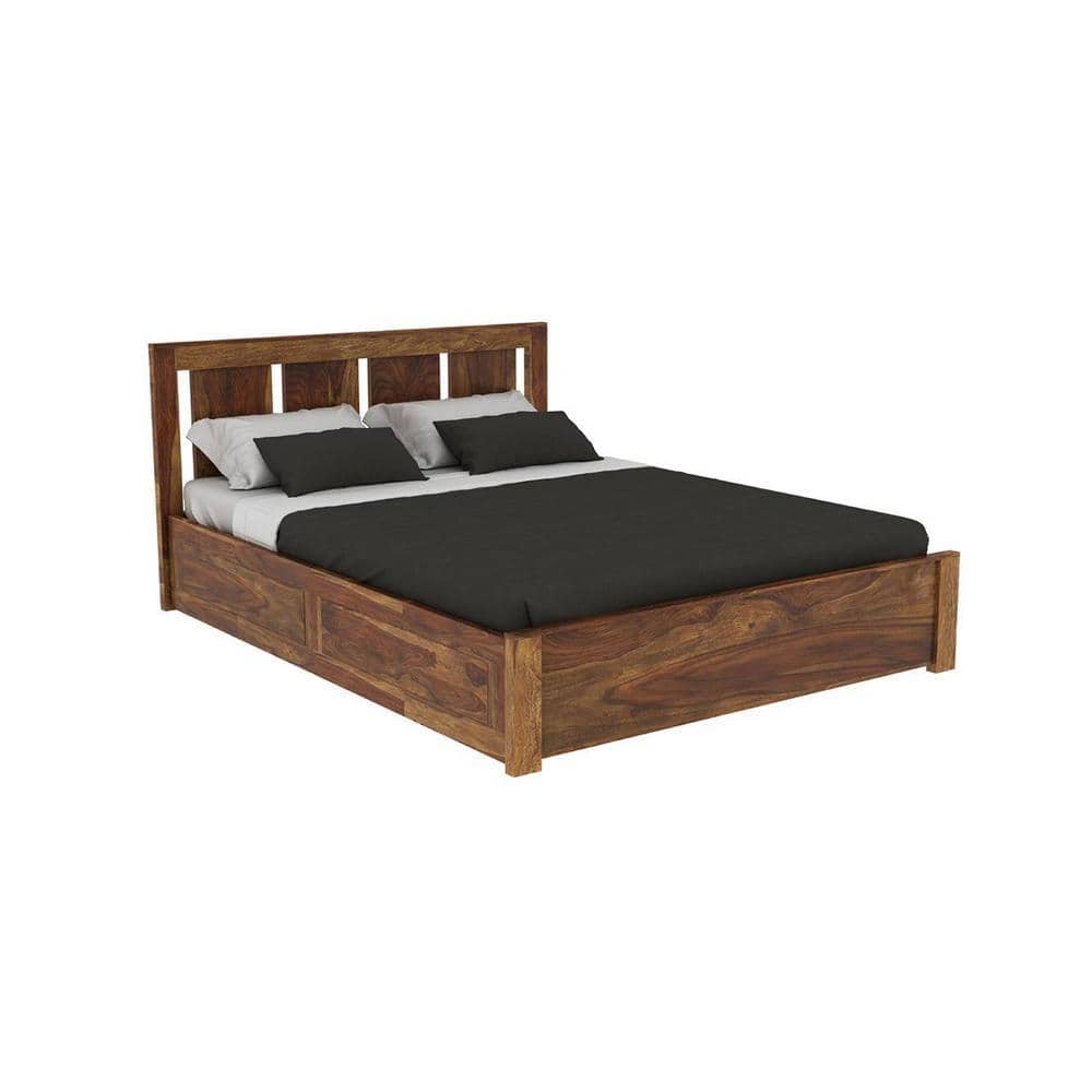 Sable Solid Wood Queen Box Storage Platform Bed In Provincial Teak Finish