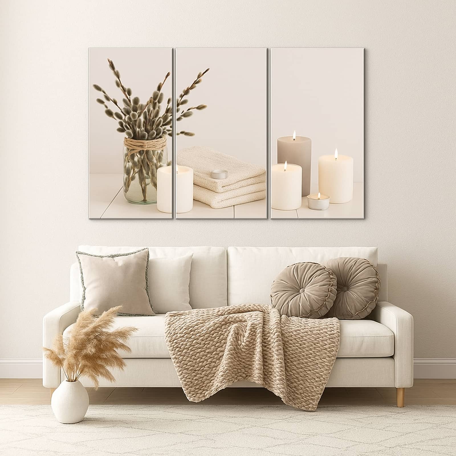 Truss Pcs Beige Green Zen Bathroom Framed Canvas Wall Canvas Wall Prints Set of 3 Multicolor Matte