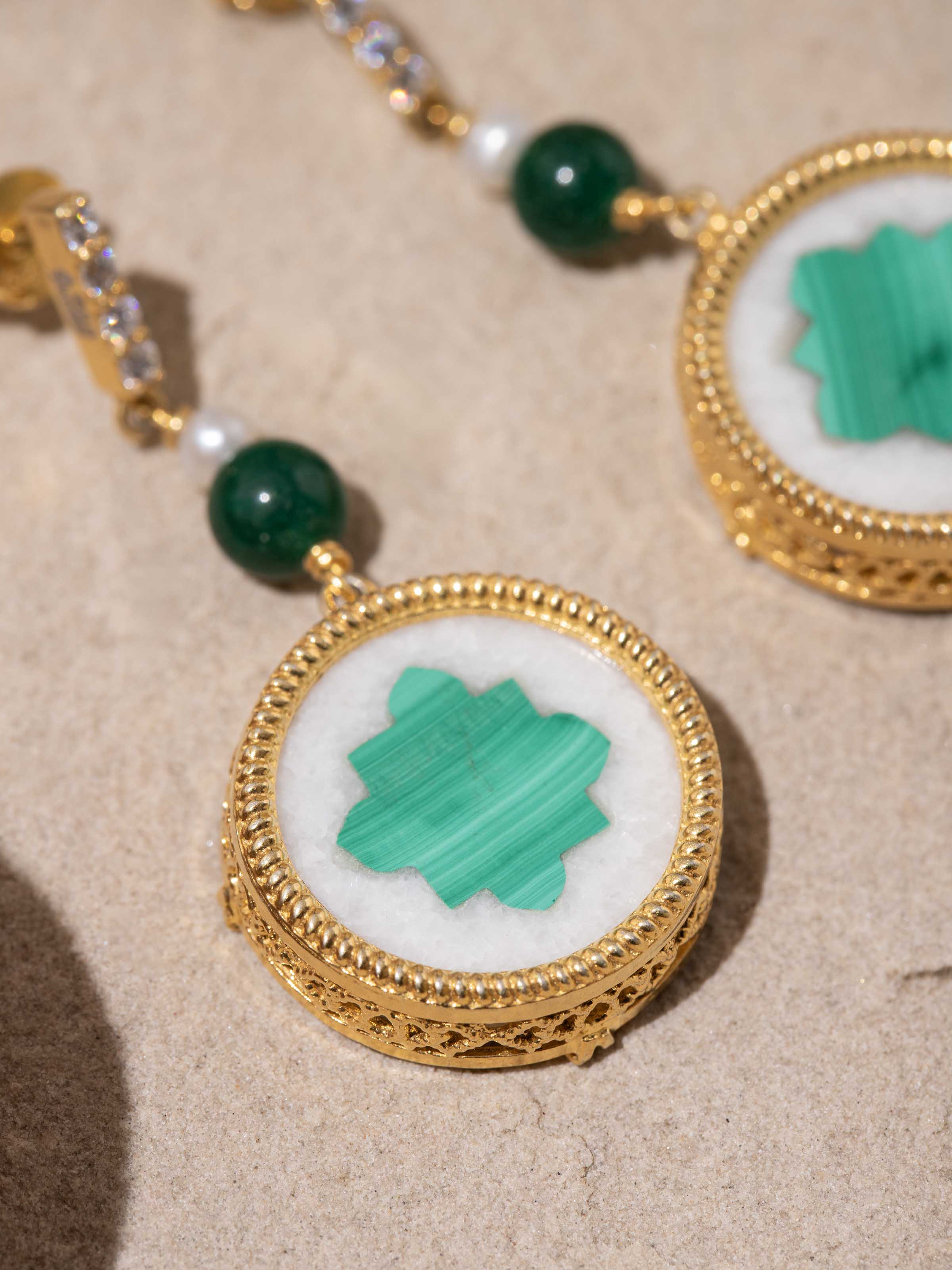 Detailed overhead view capturing the pendant’s fine artistry