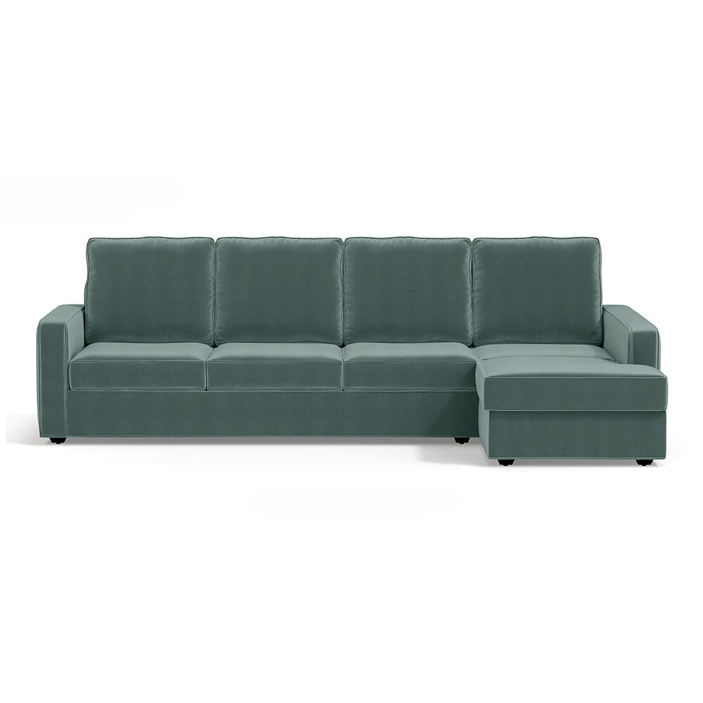 Apollo Sofa (Colour : Dusty Turquoise Velvet, Cushion : Soft, Back Type : High Back, Seating Capacity : Right Aligned 3 Seater + Right Aligned Chaise)