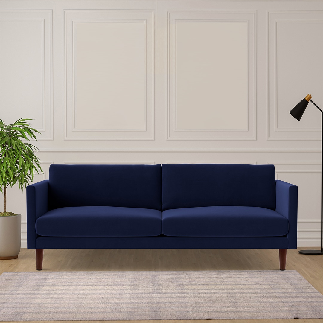 Tharoli Velvet 3 Seater Sofa in Navy Blue Colour - Home Lifestylez