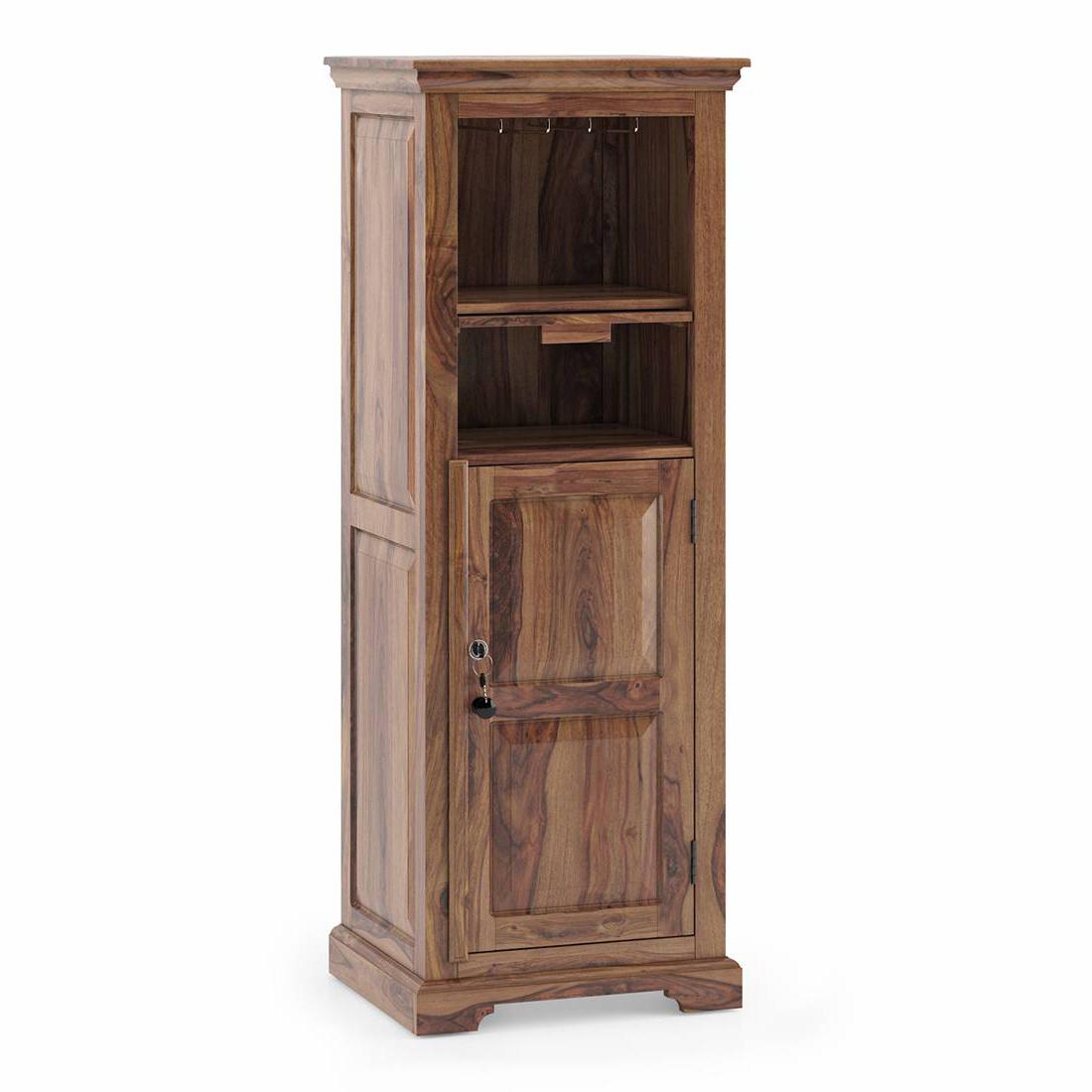 Mateo Solid Wood Bar Cabinet in Teak Finish