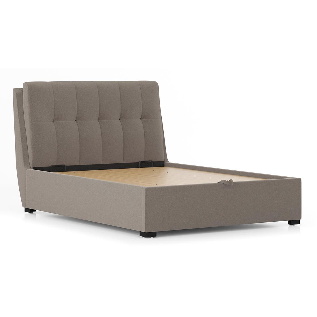Bornholm Upholstered Storage Bed In Hydraulic (Bed Size : Queen, Colour : Shitake Beige)