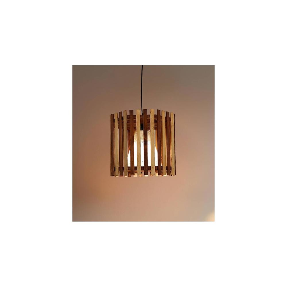 Octa Brown Solid Wood Single Hanging Light
