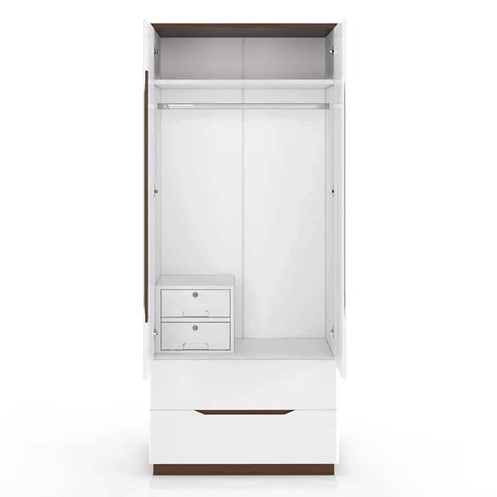 Baltoro Engineered Wood 2 Door Wardrobe in White Finish