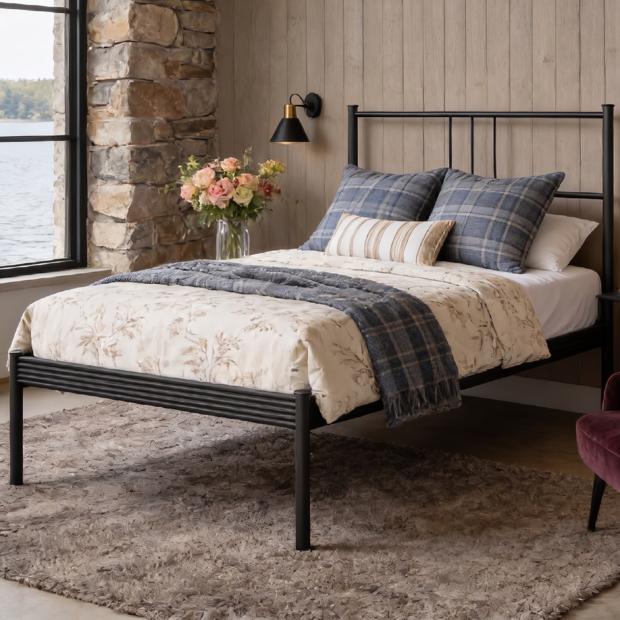 Sheen Metal Non Storage Single Bed in Satin Black Finish