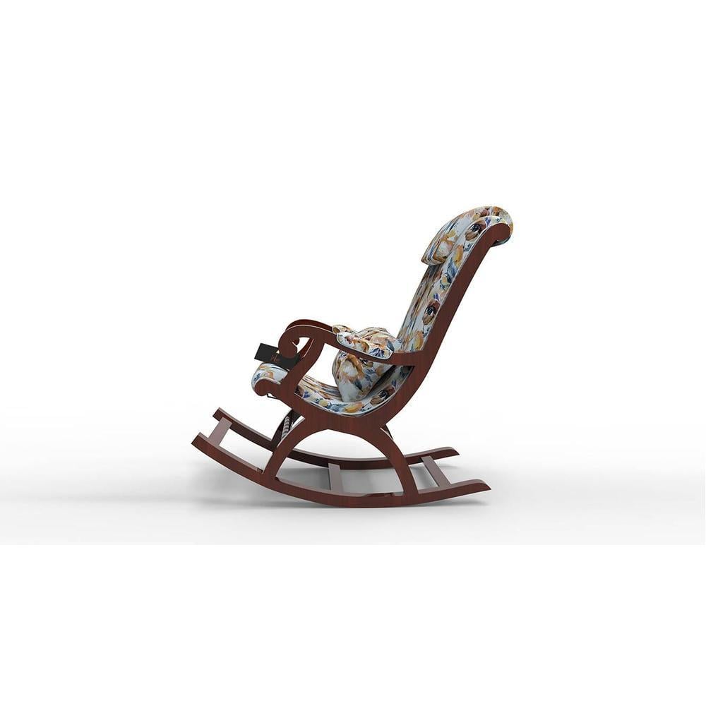Loris Solid Wood Rocking Chair in Beige printed Colour