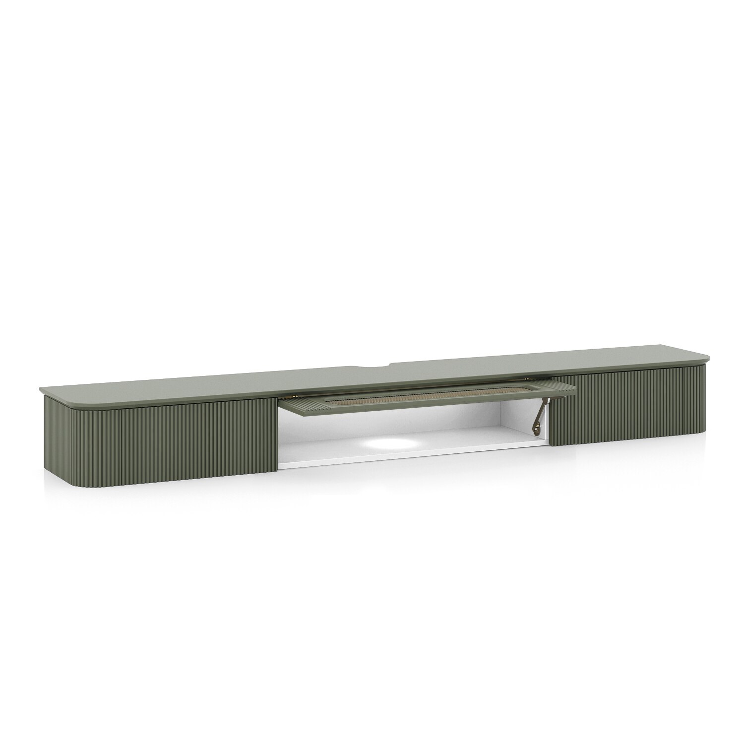 Estella Wall Mounted TV Unit Almond Green Finish