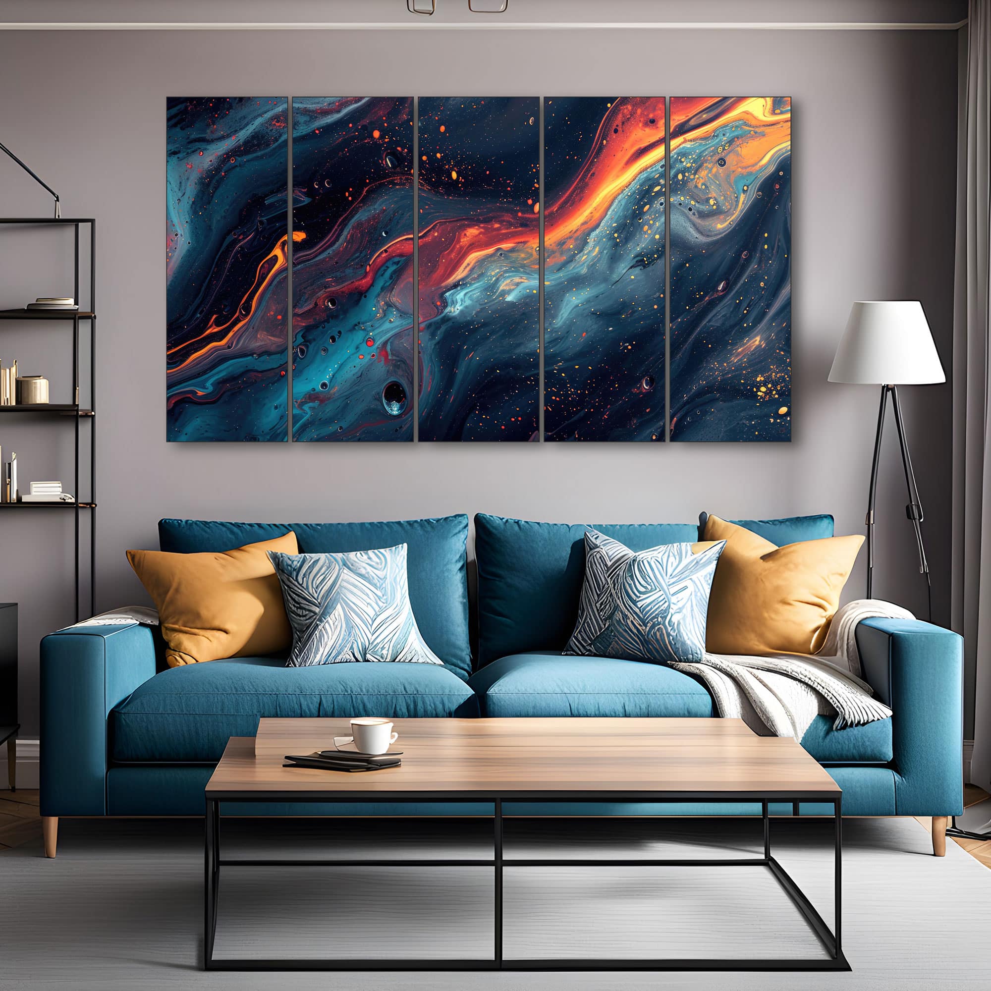 The Castle Decor Marble Abstract Art Wall Painting Wooden Framed Painting 27x48 Inch Style 6 - The Castle Decor