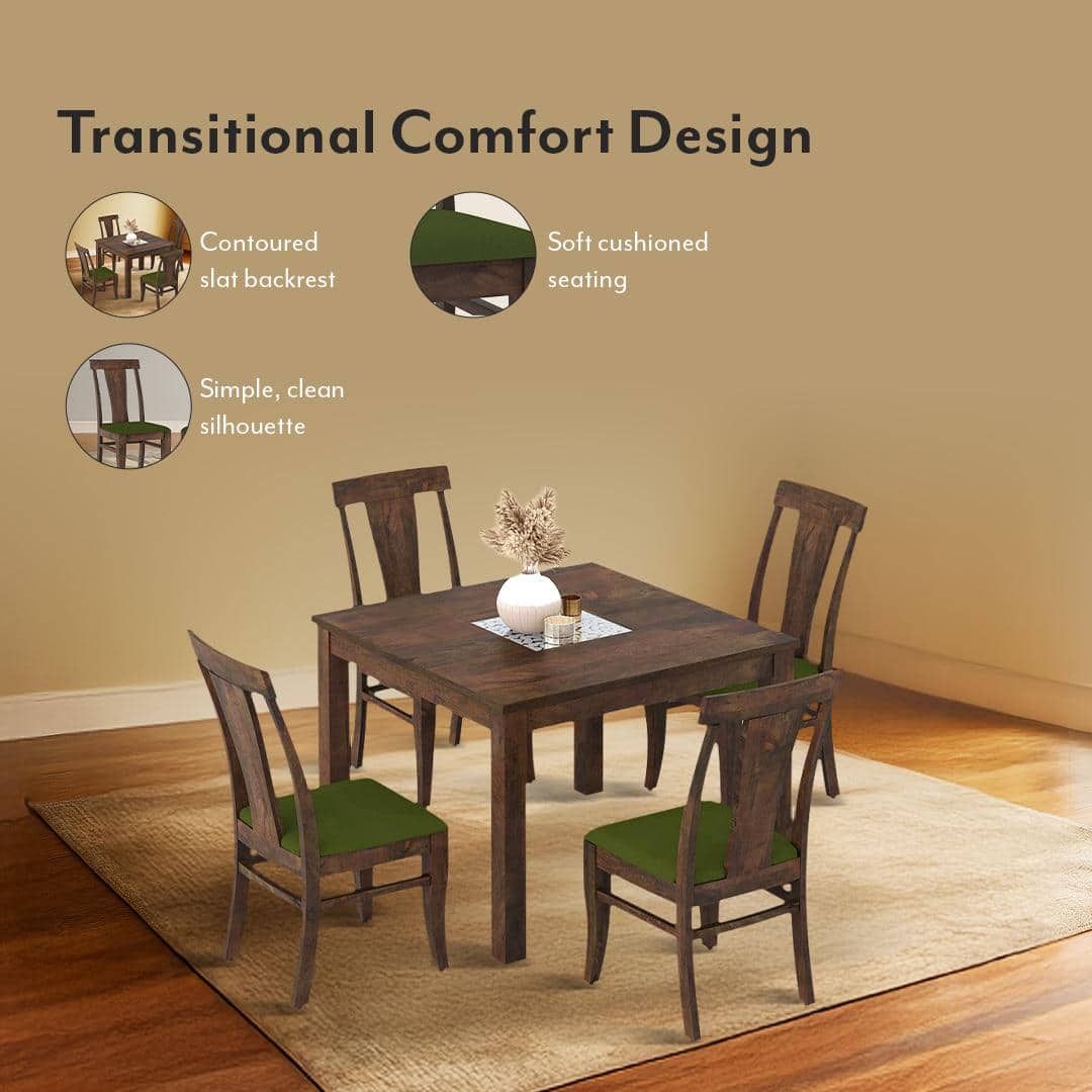 Fabio Dining Chair Set Of 2 In Colour Olive Green And Finish Danish Walnut