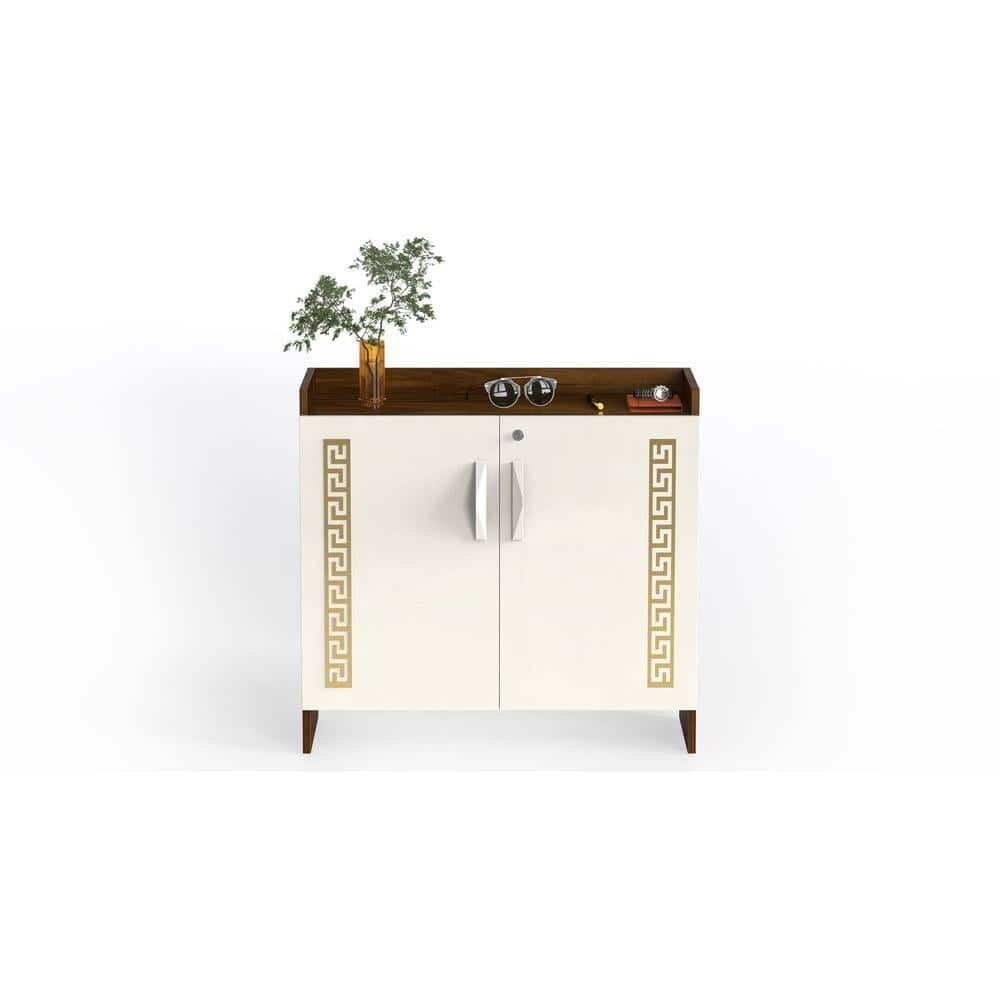 Brooklyn Engineered Wood Shoe Cabinet with Brown Maple & White finish