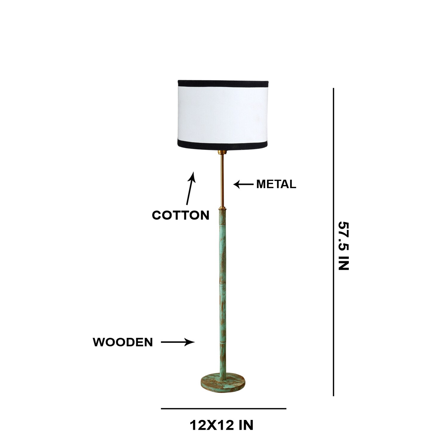 Devansh Wood & Metal Floor Lamp