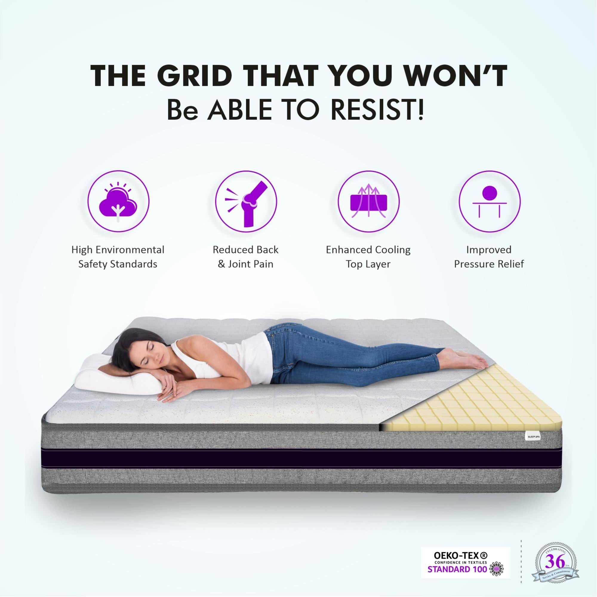 Relaxgrid with High Density  Mattress (72 x 70 in, 8 Inches)