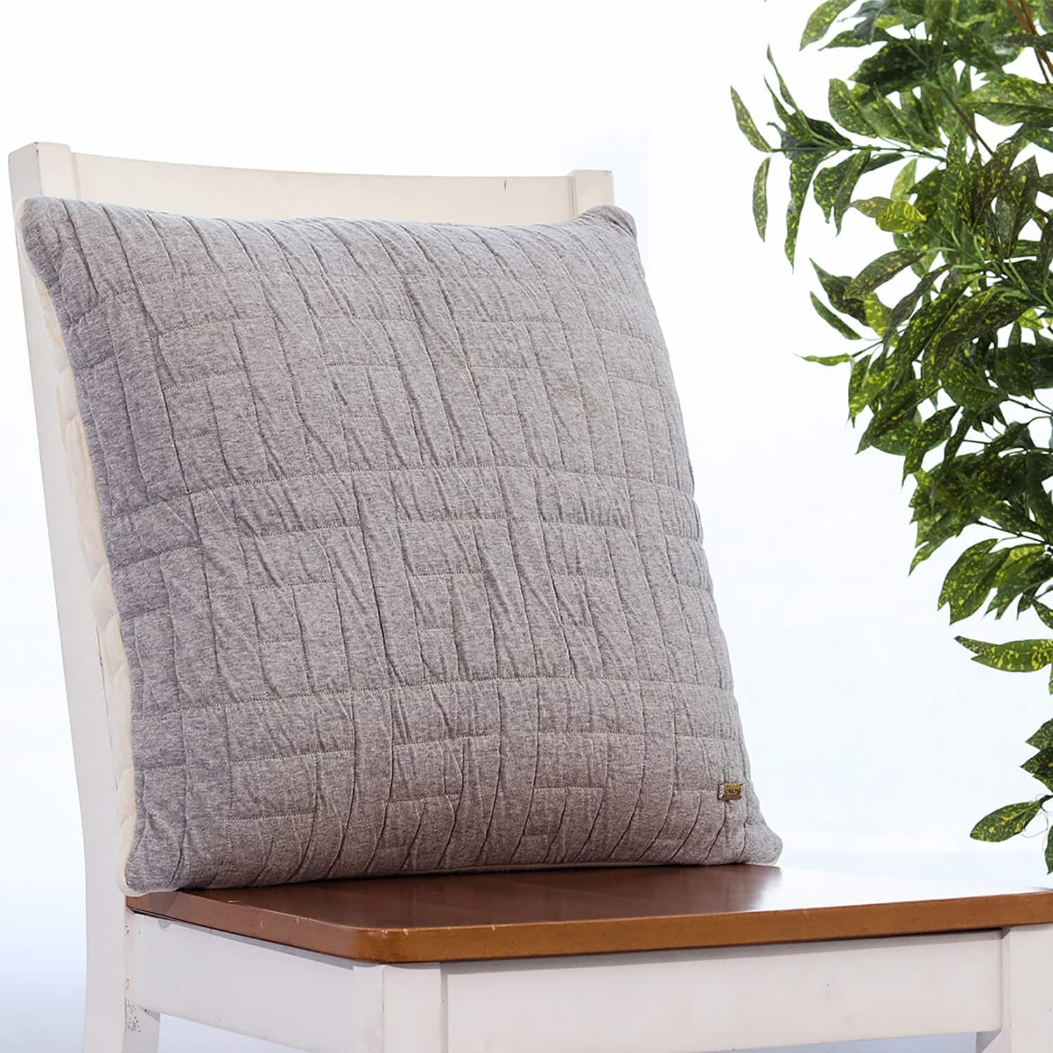 Maze Box Soft Grey Melange And Natural Cushion Cover 18X18 Inches