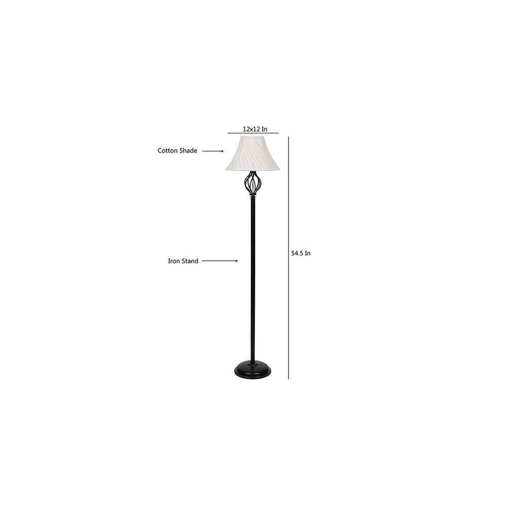 Hannah Black Cotton Shade Floor Lamp