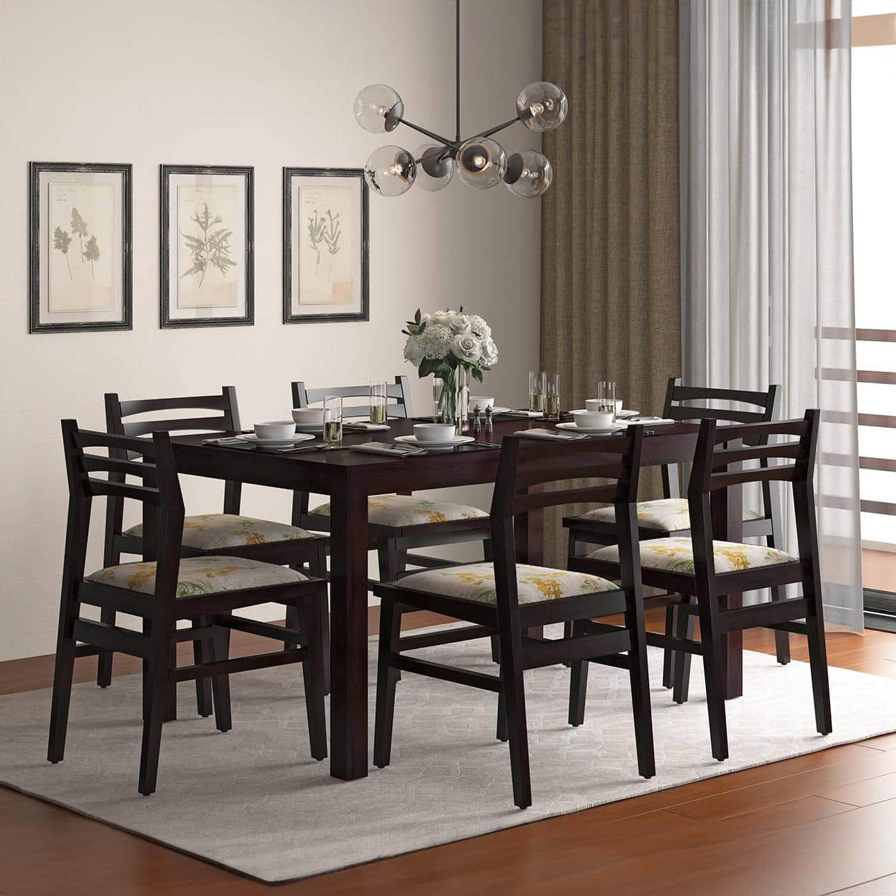 Leon Solid Wood Dining Chair Set Of 2 In Mahogany Finish