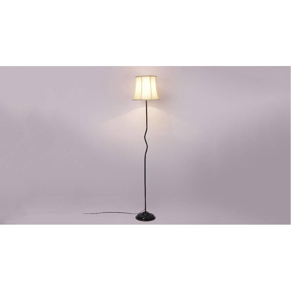 Savannah Off White Fabric Floor Lamp with Black Iron Base