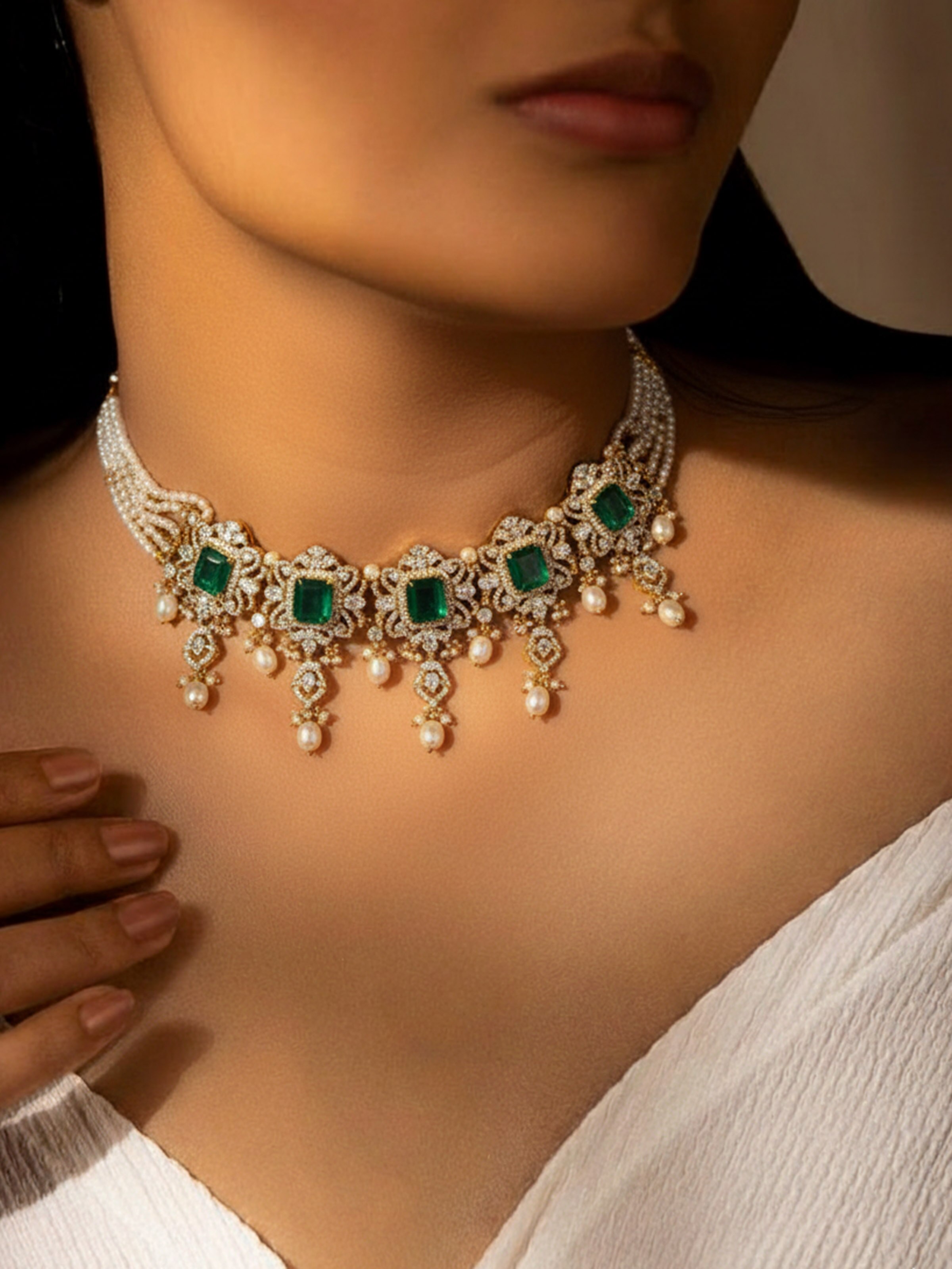 Lifestyle view of Silver Smithing Choker Necklace