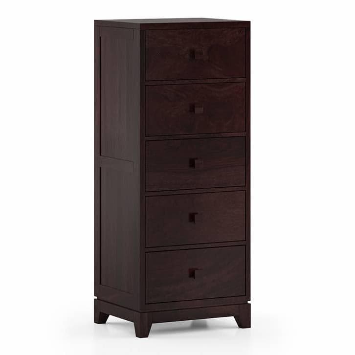 Magellan Solid Wood Chest of 5 Drawers in Mahogany Finish