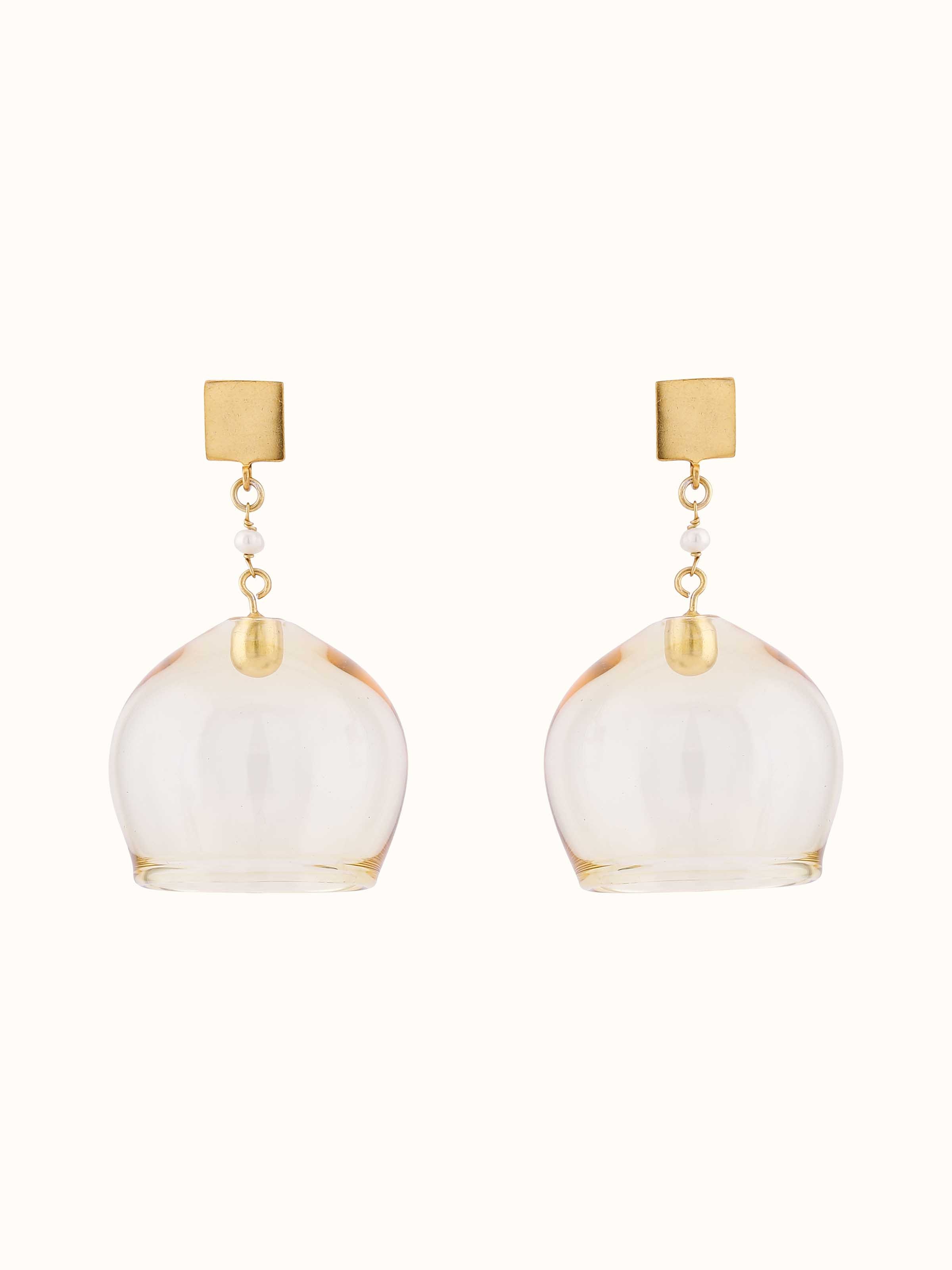 Silver Flame Glass Drop Earrings