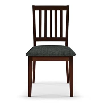 Diner Solid Wood Dining Chair Set Of 2 In Dark Walnut Finish With Grey Colour Fabric