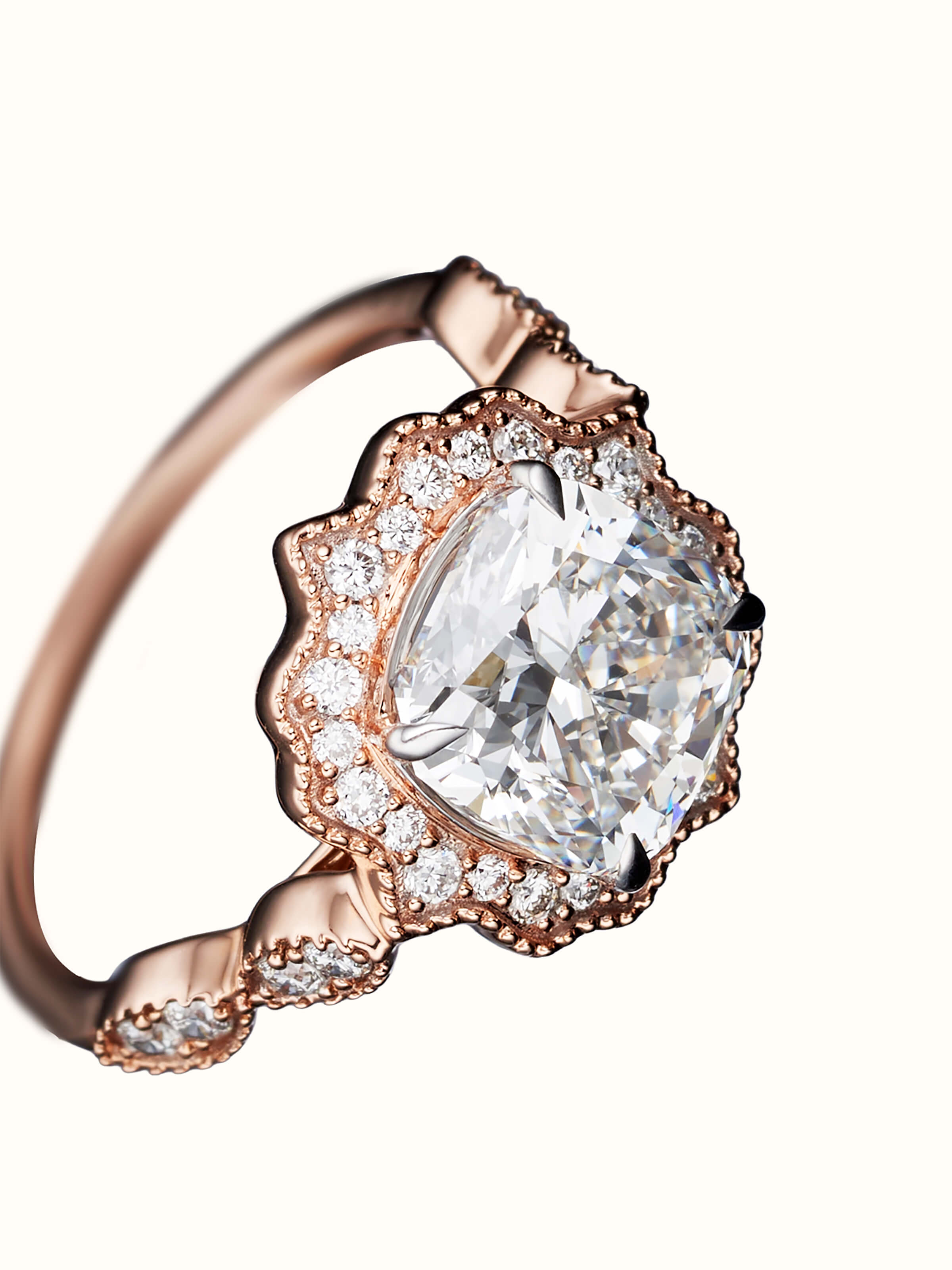 angled view of open setting 14 karat gold ring