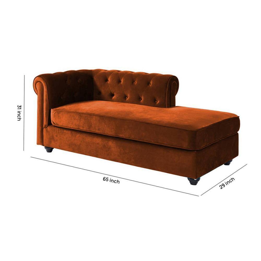 Ease Velvet Chaise Launger in Brown Colour