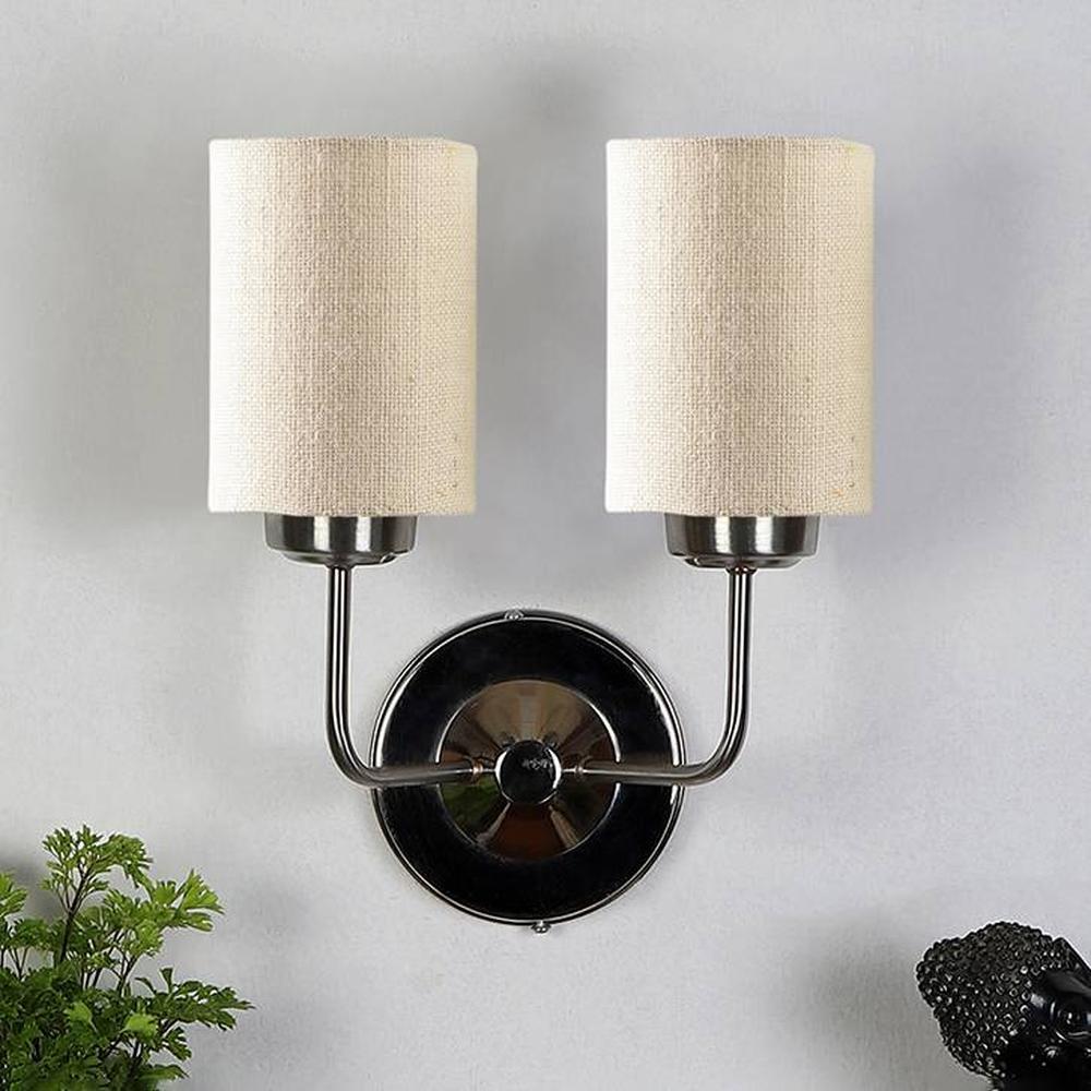 Max Dual Yellow cotton Wall mounted Lamp Steel Base - Devansh