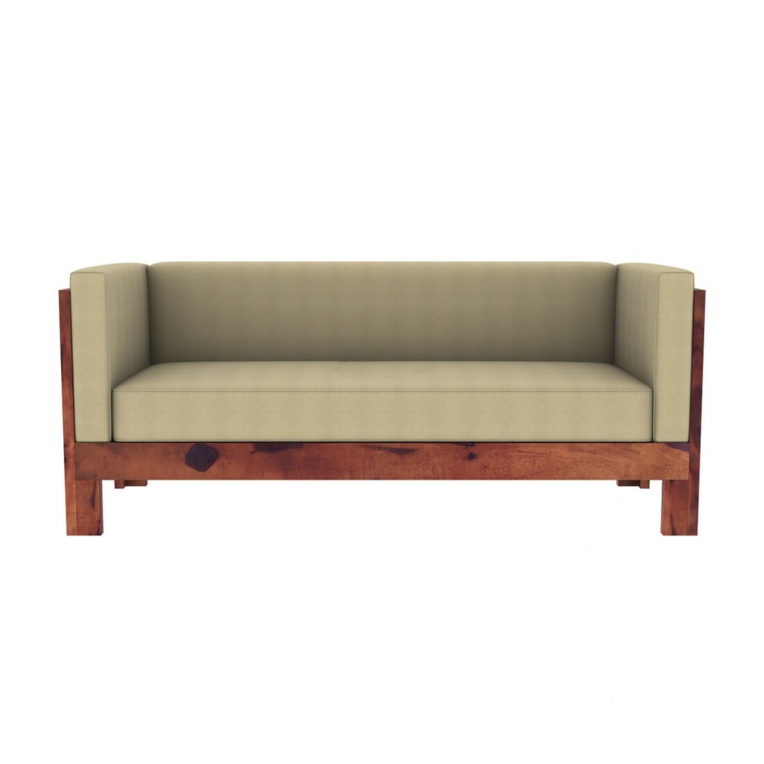 Prashiv 3+2 Seater Wooden Sofa (Creame Colour, Teak Finish)
