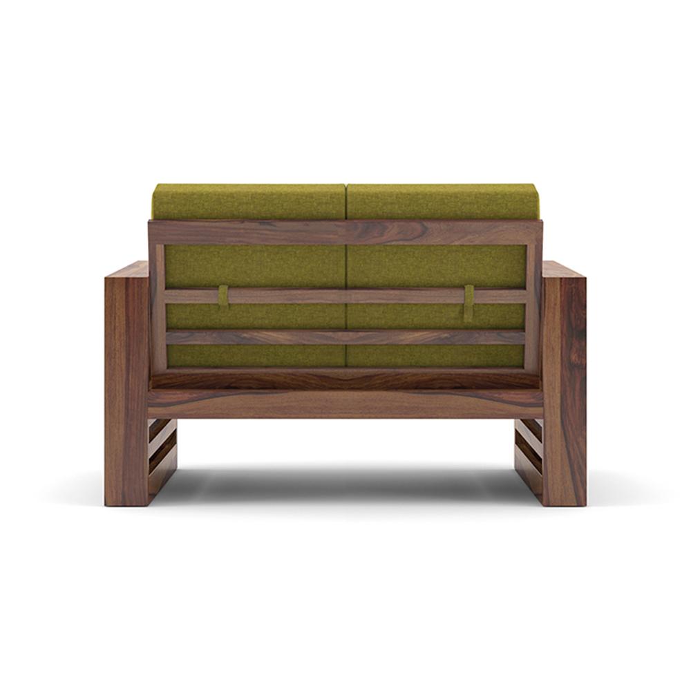 Parson 2 Seater Wooden Sofa In Teak Finish (Green Olivia)