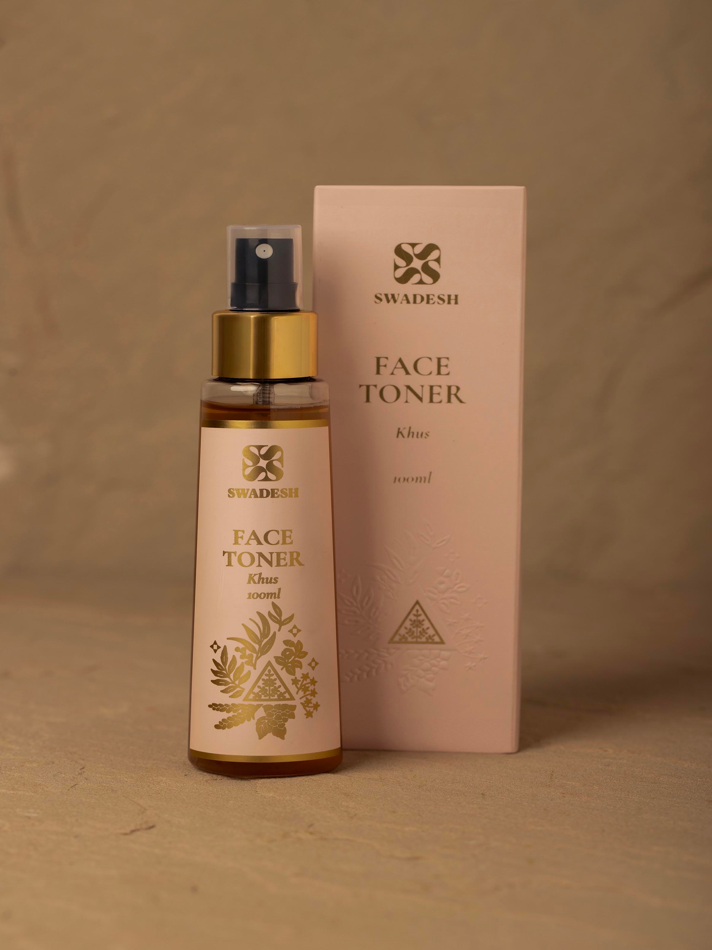 Side view of Face Toner Khus displaying its lightweight formulation and soothing aroma