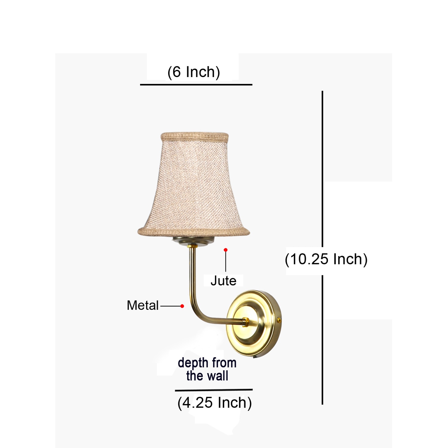 Devansh Gold Wall Mounted Lamp With Beige Jute Shade