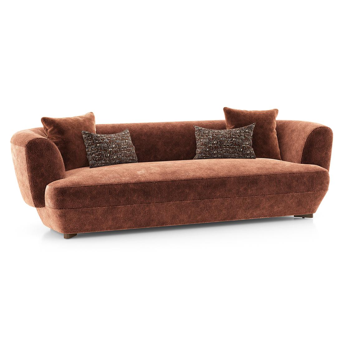 Brie 3 Seater Fabric Sofa In Terracotta Colour