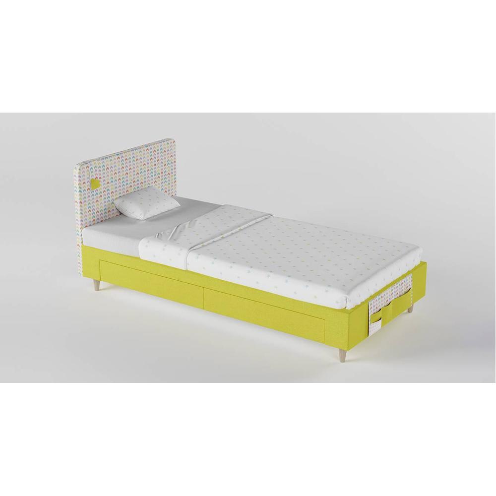 Color Play Engineered Wood Drawer Storage Bed in Yellow Colour