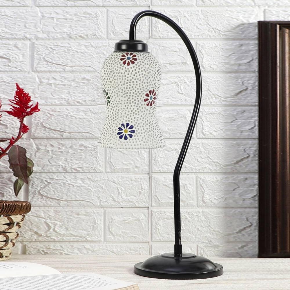 Multicolor Mosaic Glass Curvy Table lamp with Iron Base (EN22)